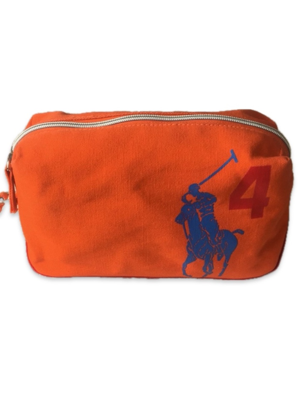 US Polo Assn Canvas Travel Toiletry Bag Orange Red NWOT